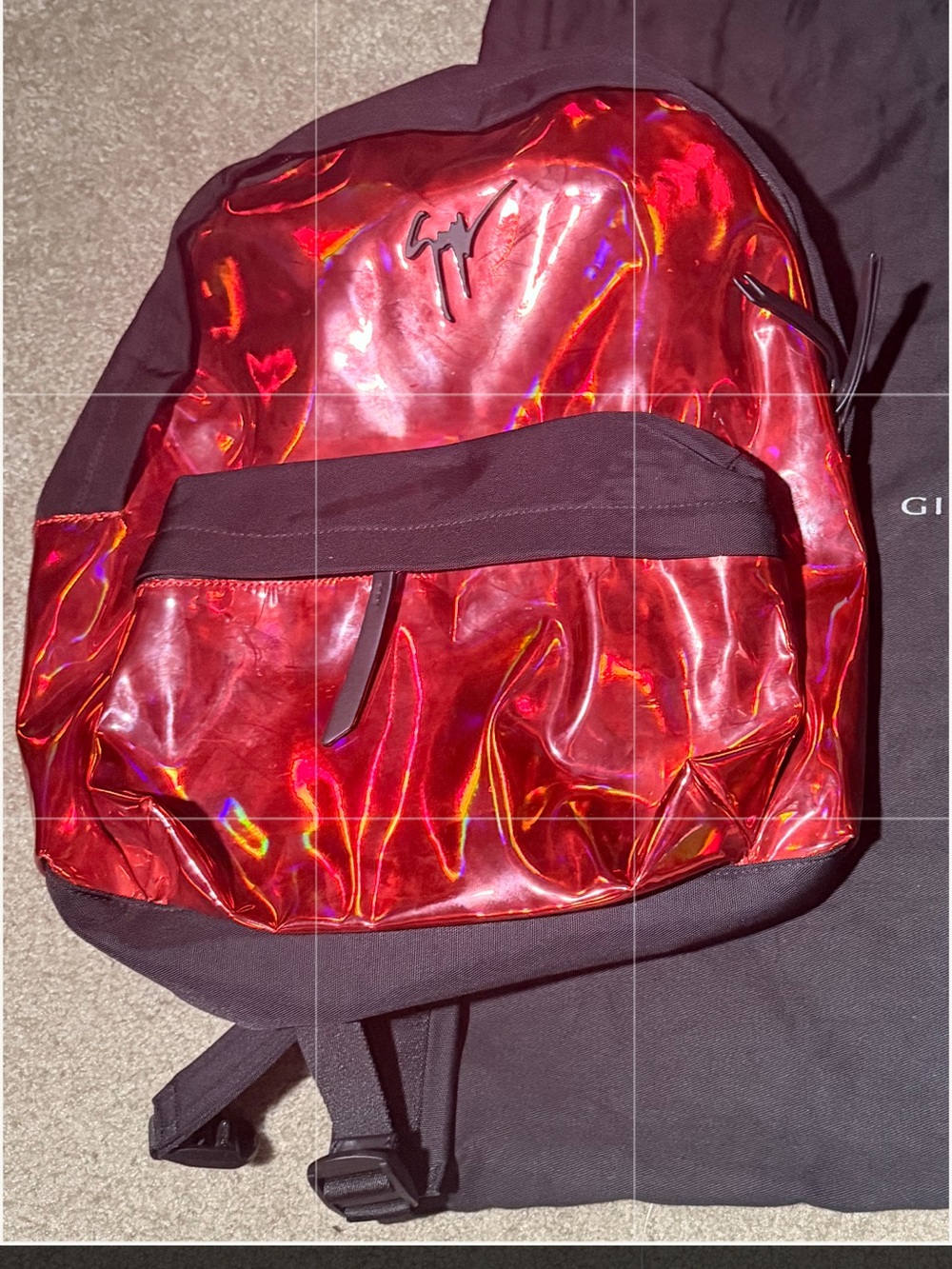 Giuseppe Zanotti Red Iridescent and Black Men's Backpack